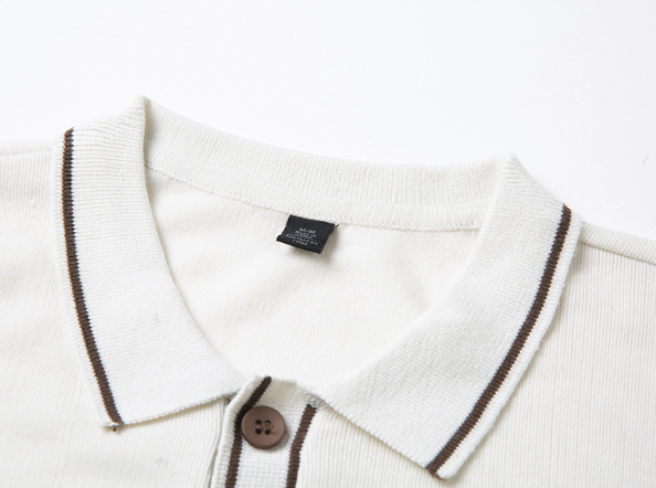 Polo de punto para hombre - Manga corta con ribete en contraste