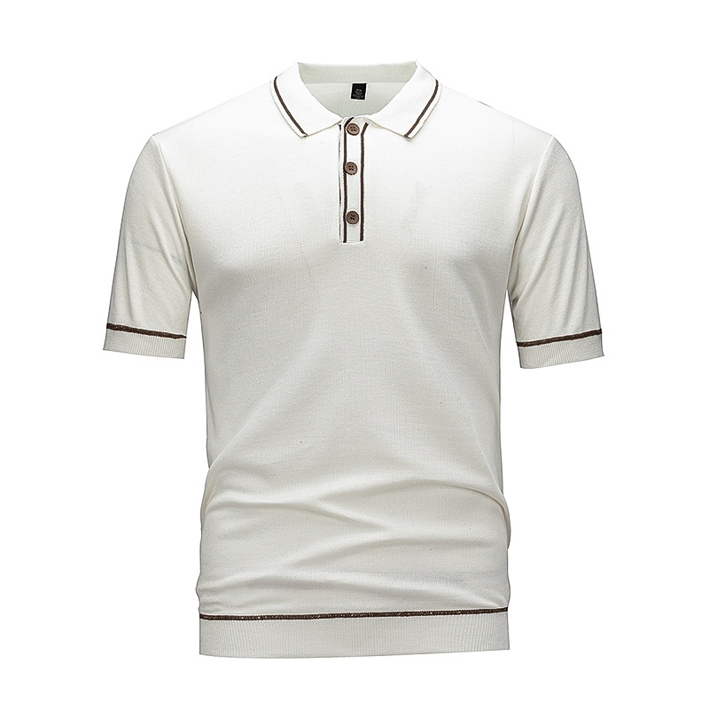 Polo de punto para hombre - Manga corta con ribete en contraste