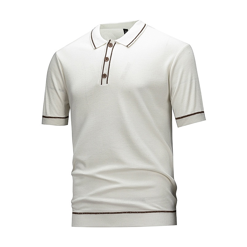 Polo de punto para hombre - Manga corta con ribete en contraste