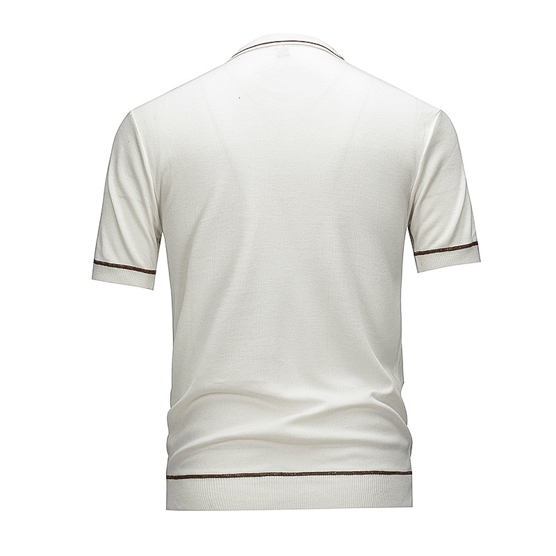 Polo de punto para hombre - Manga corta con ribete en contraste