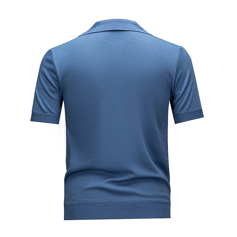 Polo de punto clásico a rayas azules para hombre
