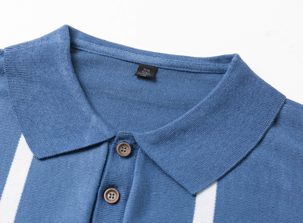 Polo de punto clásico a rayas azules para hombre