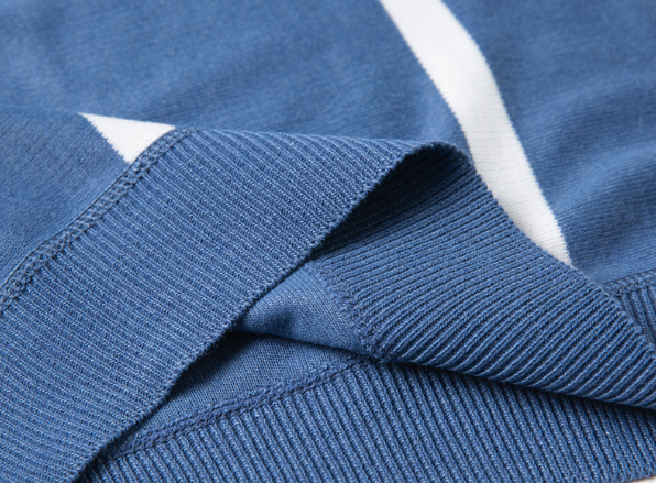 Polo de punto clásico a rayas azules para hombre