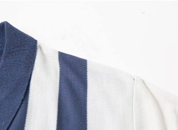 Men's Striped Knit Polo Shirt with Zipper