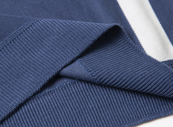 Men's Striped Knit Polo Shirt with Zipper