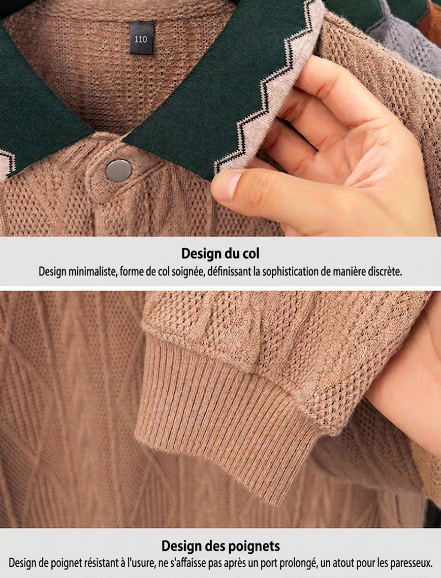 Polo à manches longues en maille texturée pour homme