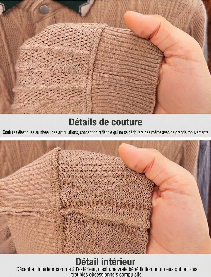 Polo à manches longues en maille texturée pour homme