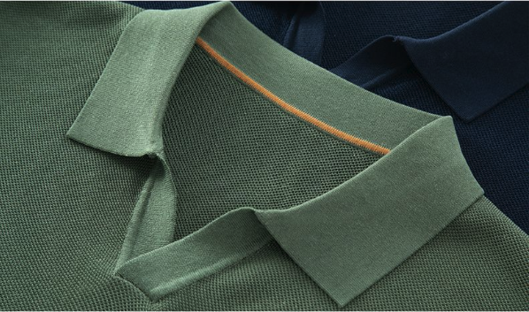 Men's Knitted V-Neck Polo Shirt - Short Sleeve Comfort