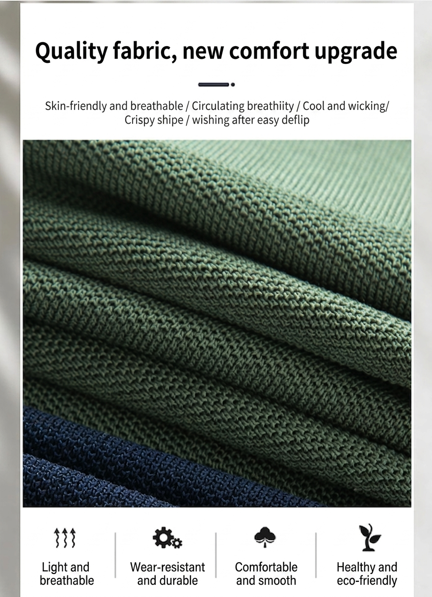 Men's Knitted V-Neck Polo Shirt - Short Sleeve Comfort