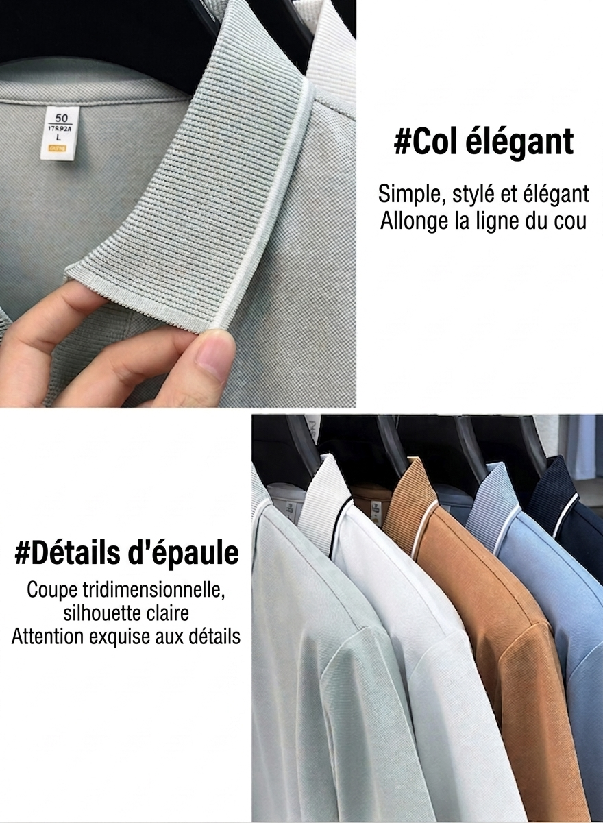 Polo décontracté à col en V pour homme - Haut en maille à manches courtes