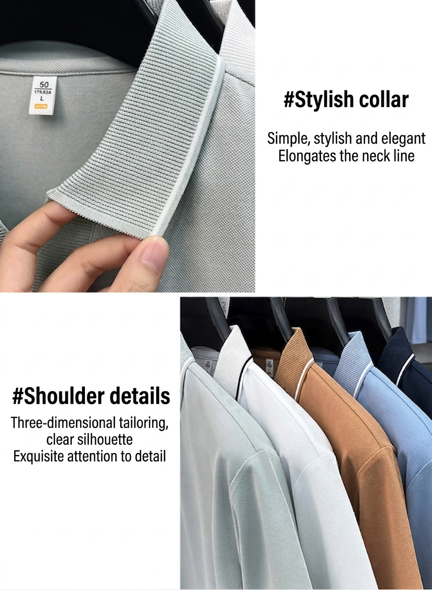 Men's Casual V-Neck Polo Shirt - Short Sleeve Knit Top