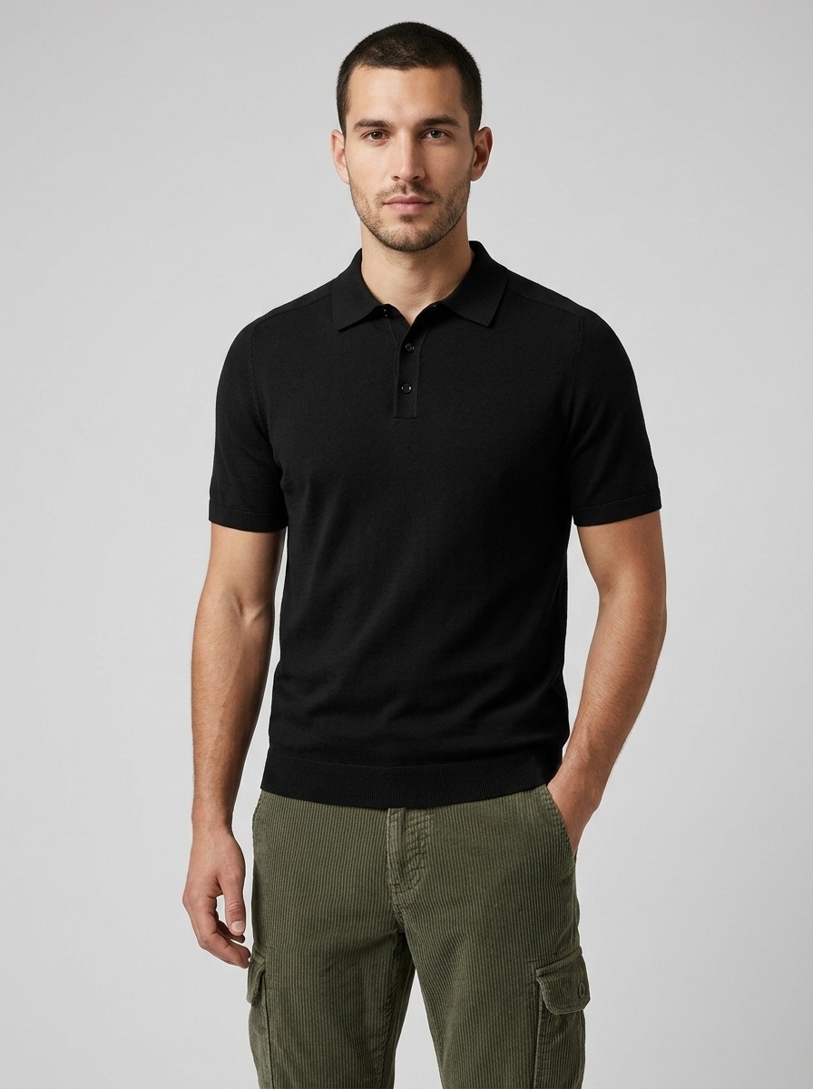 Men's Knitted Short Sleeve Polo Shirt - Smart Casual Style