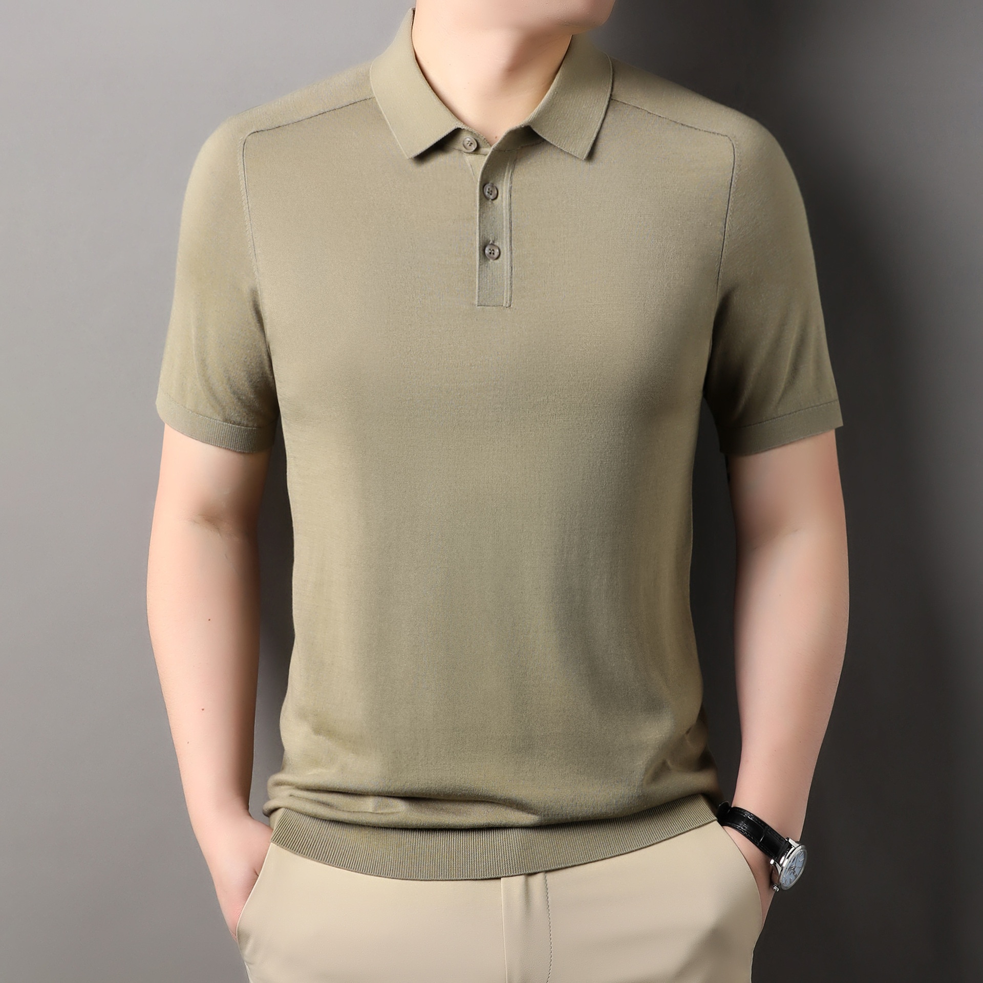 Men's Knitted Short Sleeve Polo Shirt - Smart Casual Style