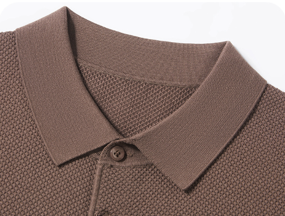 Men's Knitted Polo Shirt - Short Sleeve Textured Comfort