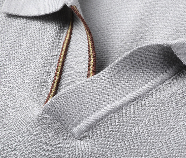 Men's Knitted V-Neck Short Sleeve Polo Shirt