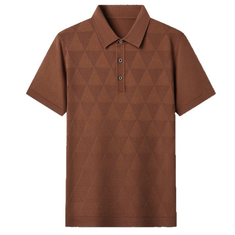 Men's Geometric Textured Knit Polo Shirt