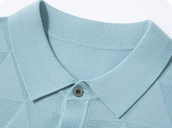 Men's Geometric Textured Knit Polo Shirt