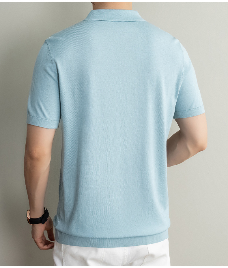 Men's Geometric Textured Knit Polo Shirt