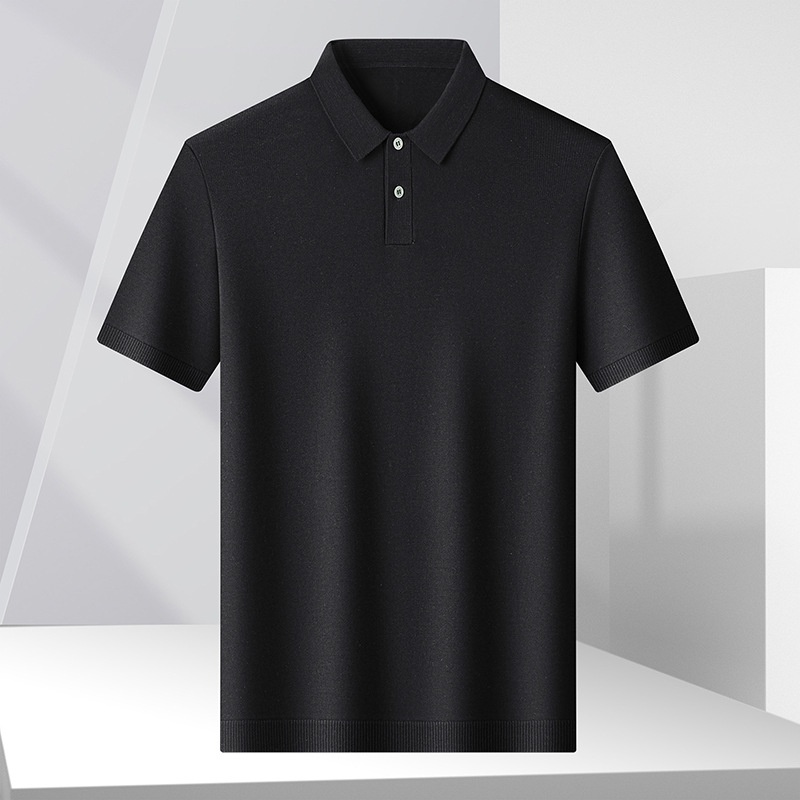Men's Knitted Short Sleeve Polo Shirt - Casual & Breathable
