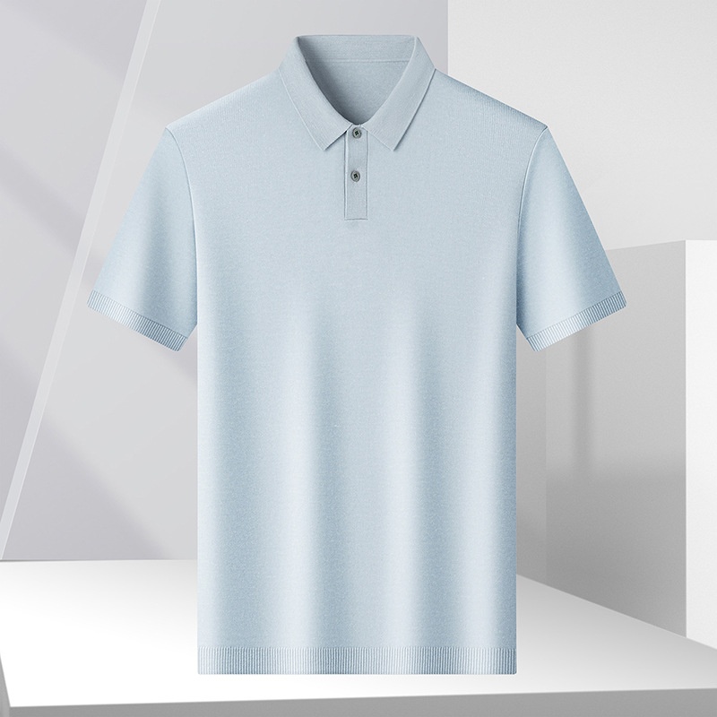 Men's Knitted Short Sleeve Polo Shirt - Casual & Breathable