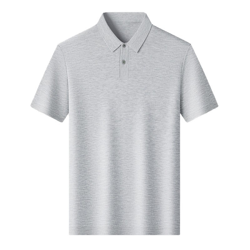 Men's Knitted Short Sleeve Polo Shirt - Casual & Breathable