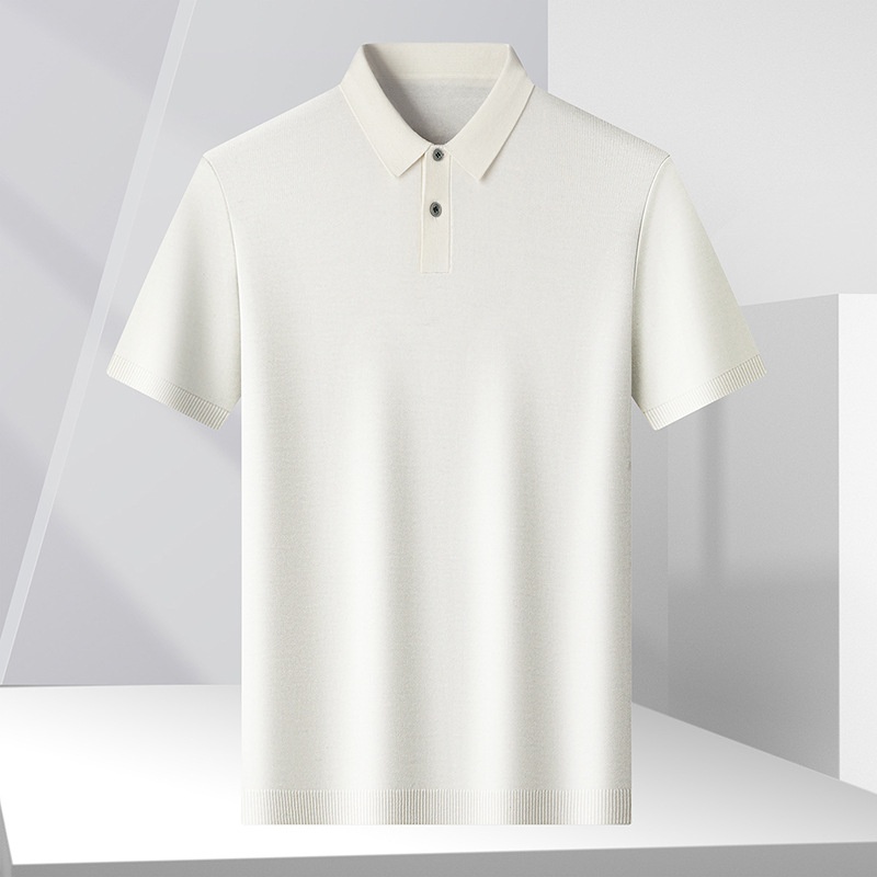 Men's Knitted Short Sleeve Polo Shirt - Casual & Breathable