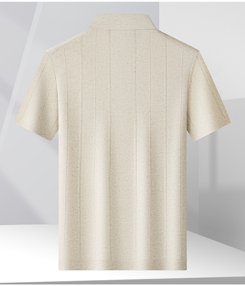 Men's Knitted Ribbed Polo Shirt - Short Sleeve Casual Top