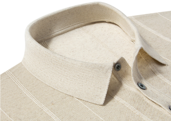 Men's Knitted Ribbed Polo Shirt - Short Sleeve Casual Top