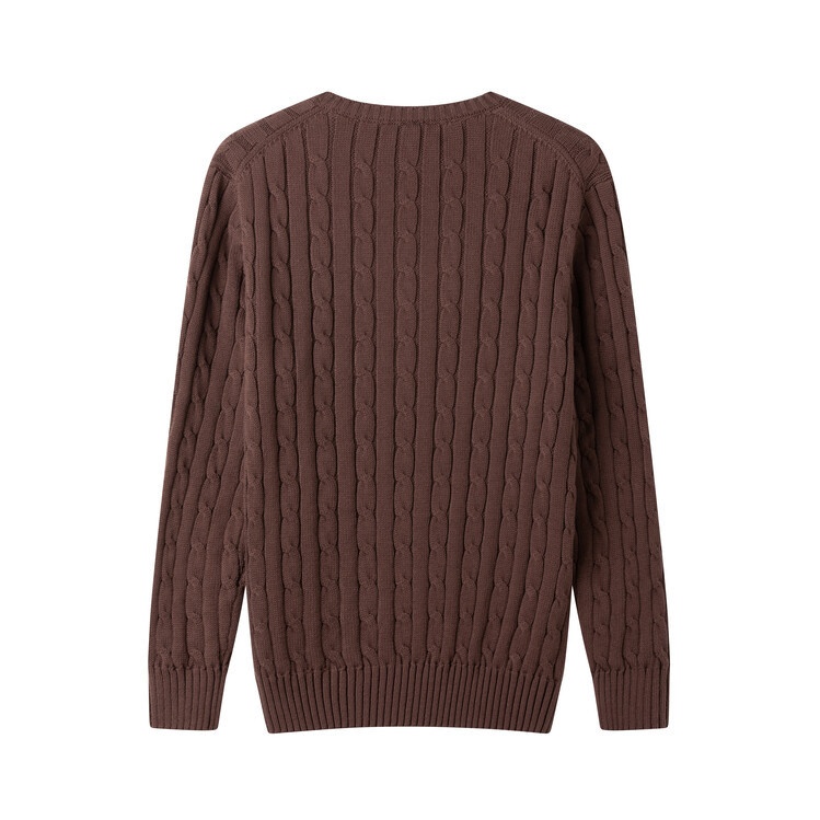Men's V-Neck Cable Knit Sweater Casual Cotton Pullover Knitwear