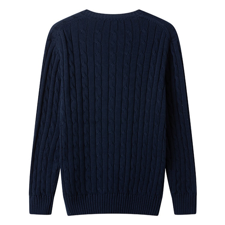 Men's V-Neck Cable Knit Sweater Casual Cotton Pullover Knitwear