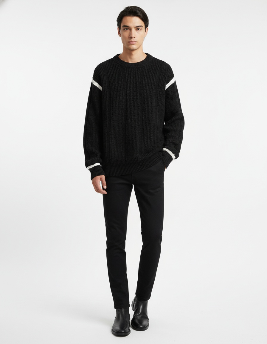 Men's Luxury Fashion Crewneck Striped Sweater Long Sleeve