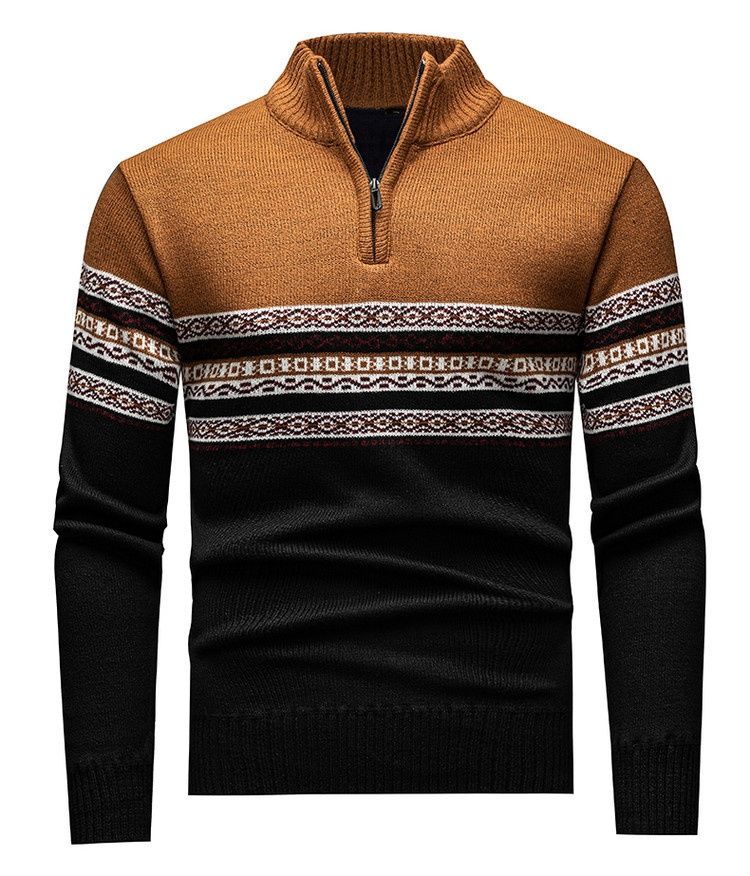 Men's Fashion Fleece Lined Warm Long Sleeve Knitwear Sweater