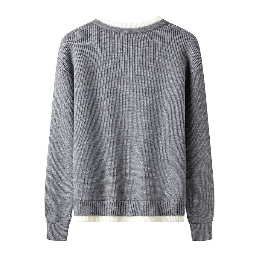 Men's 2-in-1 Casual Knit Sweater Loose Fit Pullover Base Layer