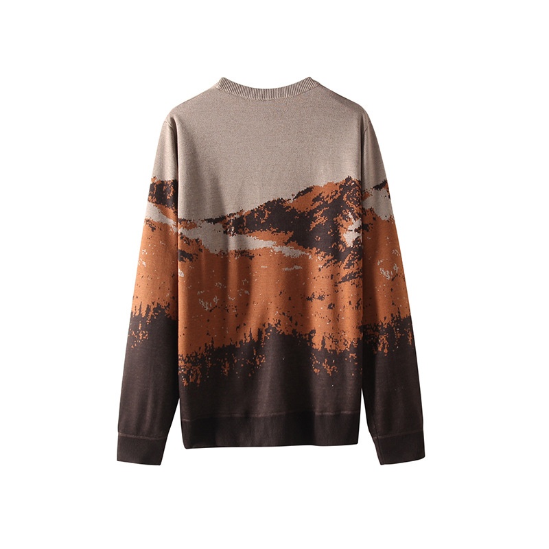 Men's Gradient Long Sleeve Knit Sweater Crewneck Fashion Pullover