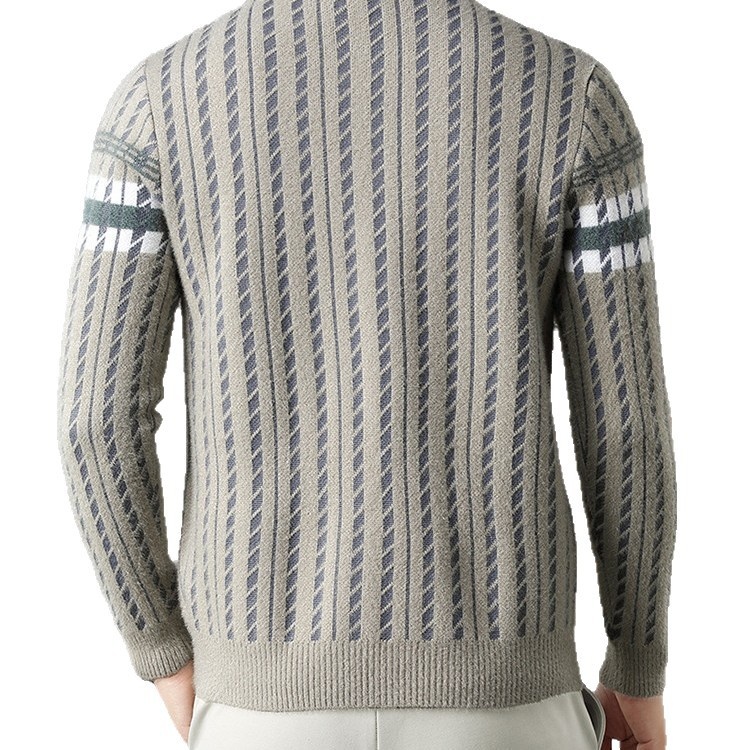 Men's Crewneck Pullover Sweater Long Sleeve Middle-Aged Knit Top