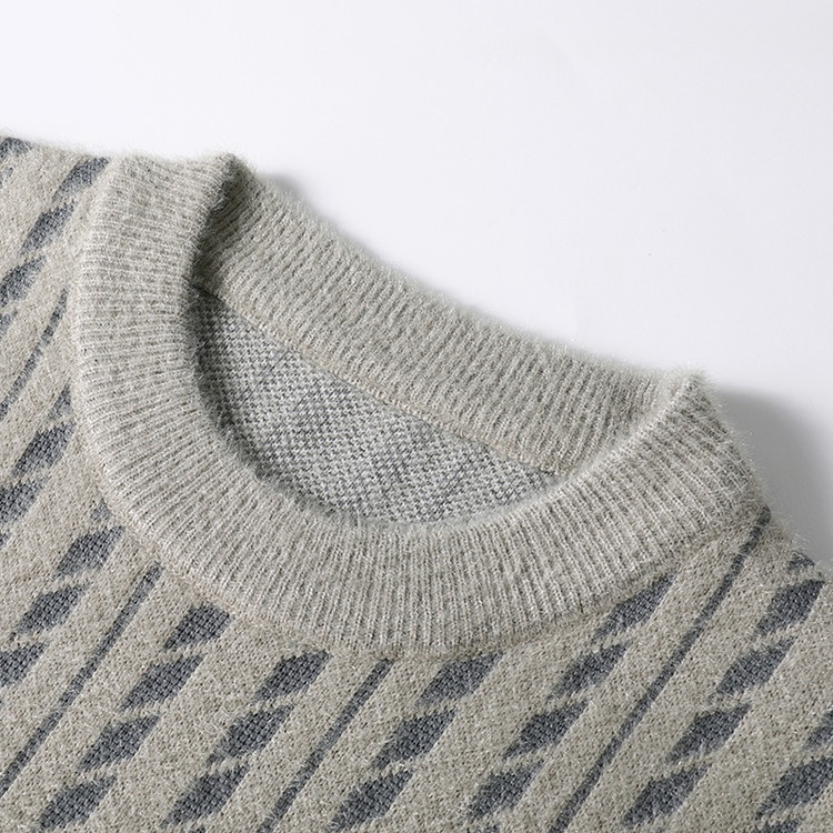 Men's Crewneck Pullover Sweater Long Sleeve Middle-Aged Knit Top