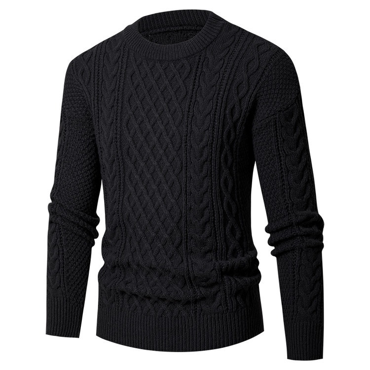 Men's Solid Color Fashion Knit Base Layer Long Sleeve Sweater Top
