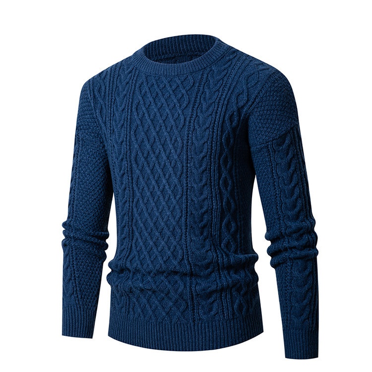 Men's Solid Color Fashion Knit Base Layer Long Sleeve Sweater Top