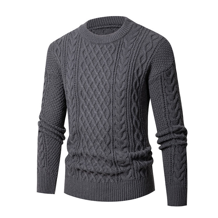 Men's Solid Color Fashion Knit Base Layer Long Sleeve Sweater Top