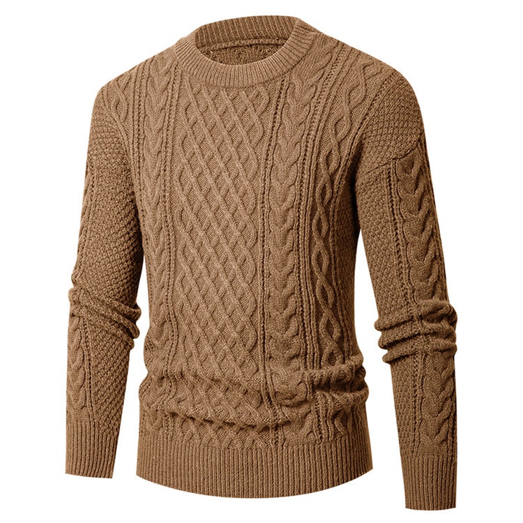 Men's Solid Color Fashion Knit Base Layer Long Sleeve Sweater Top