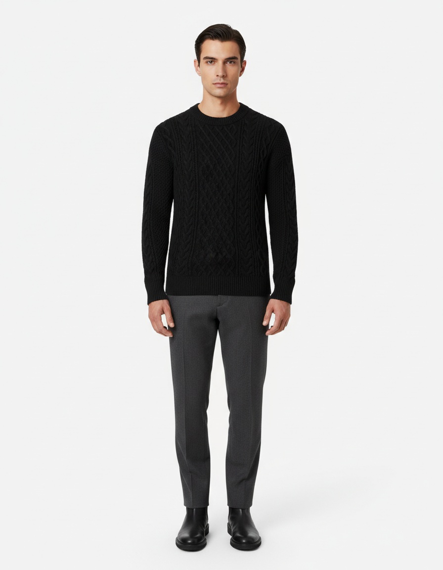 Men's Solid Color Fashion Knit Base Layer Long Sleeve Sweater Top