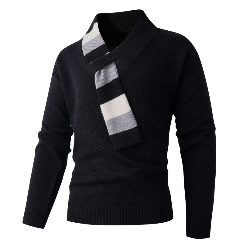 Men's Thick Knit Sweater Simple Casual Warm Base Layer Fashion Top