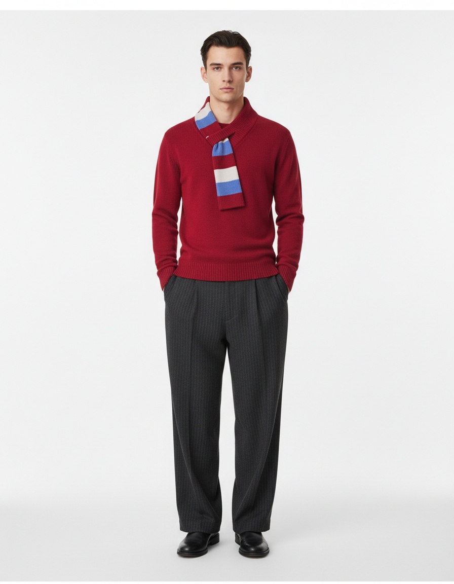 Men's Thick Knit Sweater Simple Casual Warm Base Layer Fashion Top