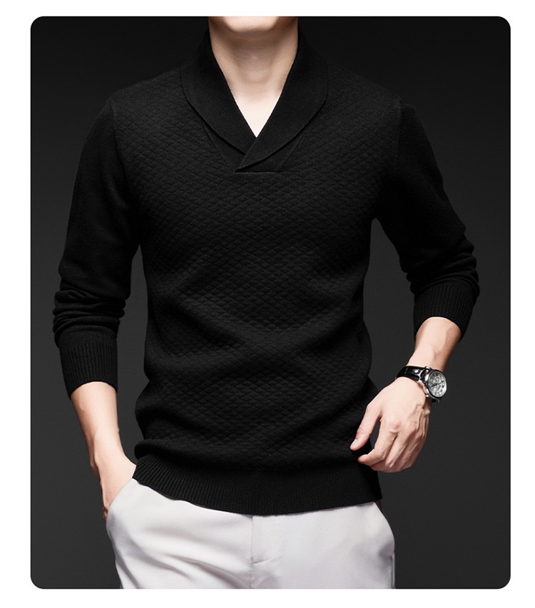 Men's V-Neck Long Sleeve Base Layer Casual Solid Sweater