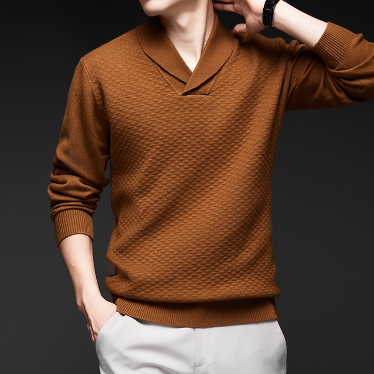 Men's V-Neck Long Sleeve Base Layer Casual Solid Sweater