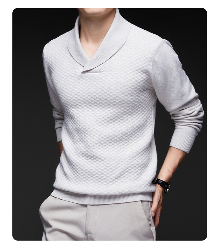Men's V-Neck Long Sleeve Base Layer Casual Solid Sweater