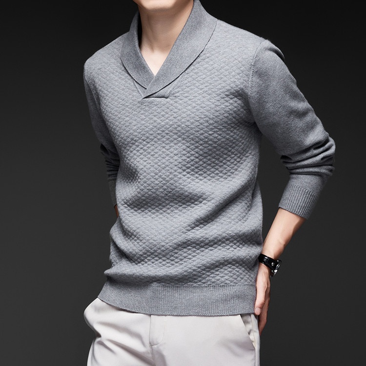 Men's V-Neck Long Sleeve Base Layer Casual Solid Sweater