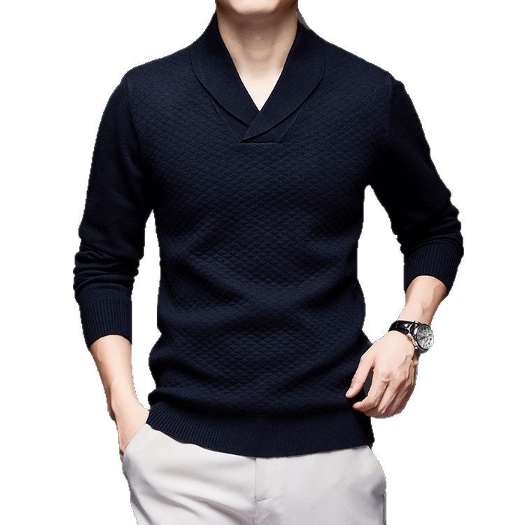 Men's V-Neck Long Sleeve Base Layer Casual Solid Sweater