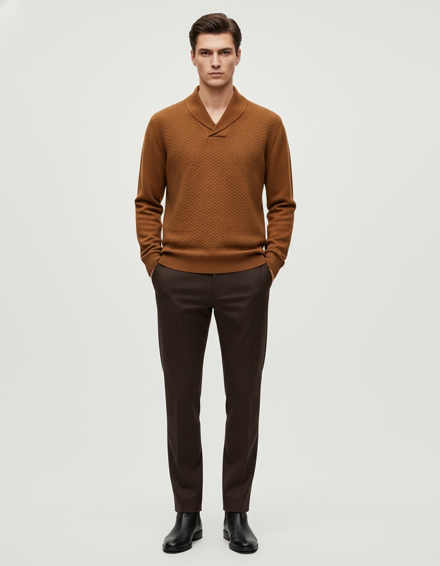 Men's V-Neck Long Sleeve Base Layer Casual Solid Sweater