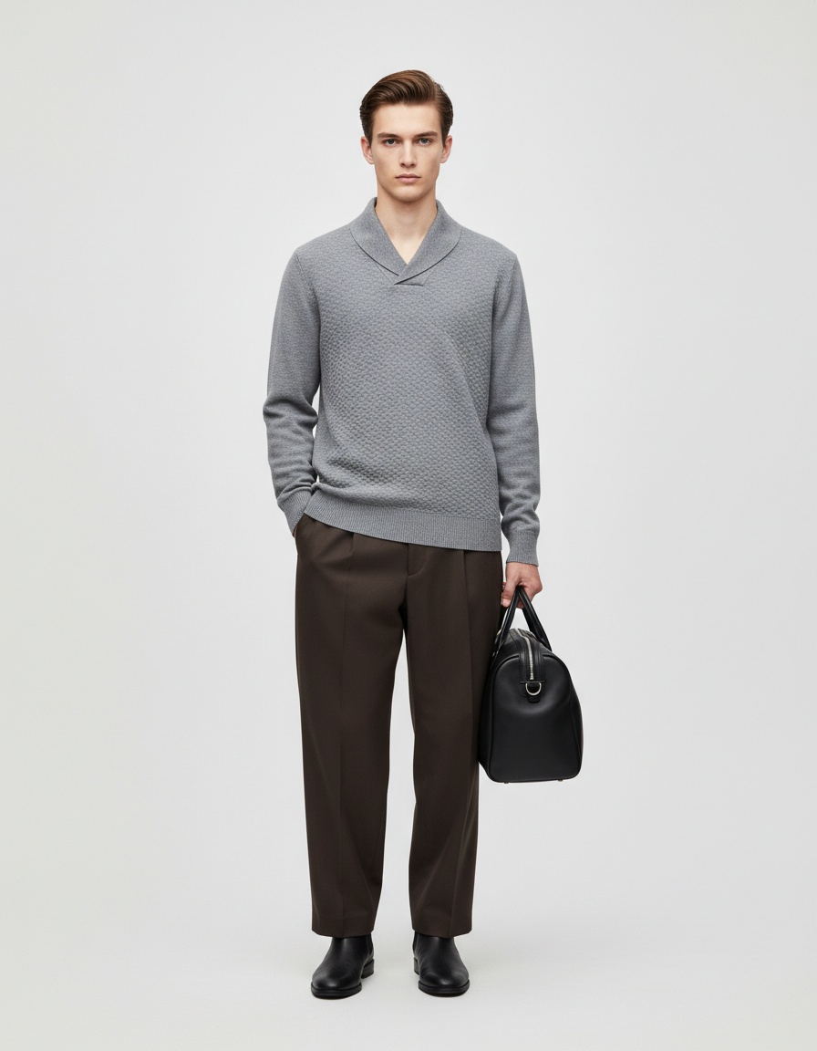 Men's V-Neck Long Sleeve Base Layer Casual Solid Sweater